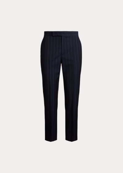 Pantalones Polo Ralph Lauren Mujer Azul Marino - Pinstripe Wool - BZJXH1230